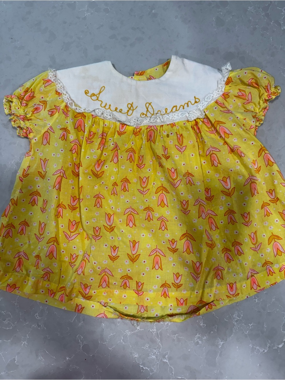 1960’s Vintage Sweet Dreams Yellow Floral Baby Top